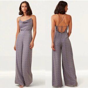 New Finders Keepers Pantsuit Jumpsuit Wide Flare Leg Cowl Neck Wedding Guest